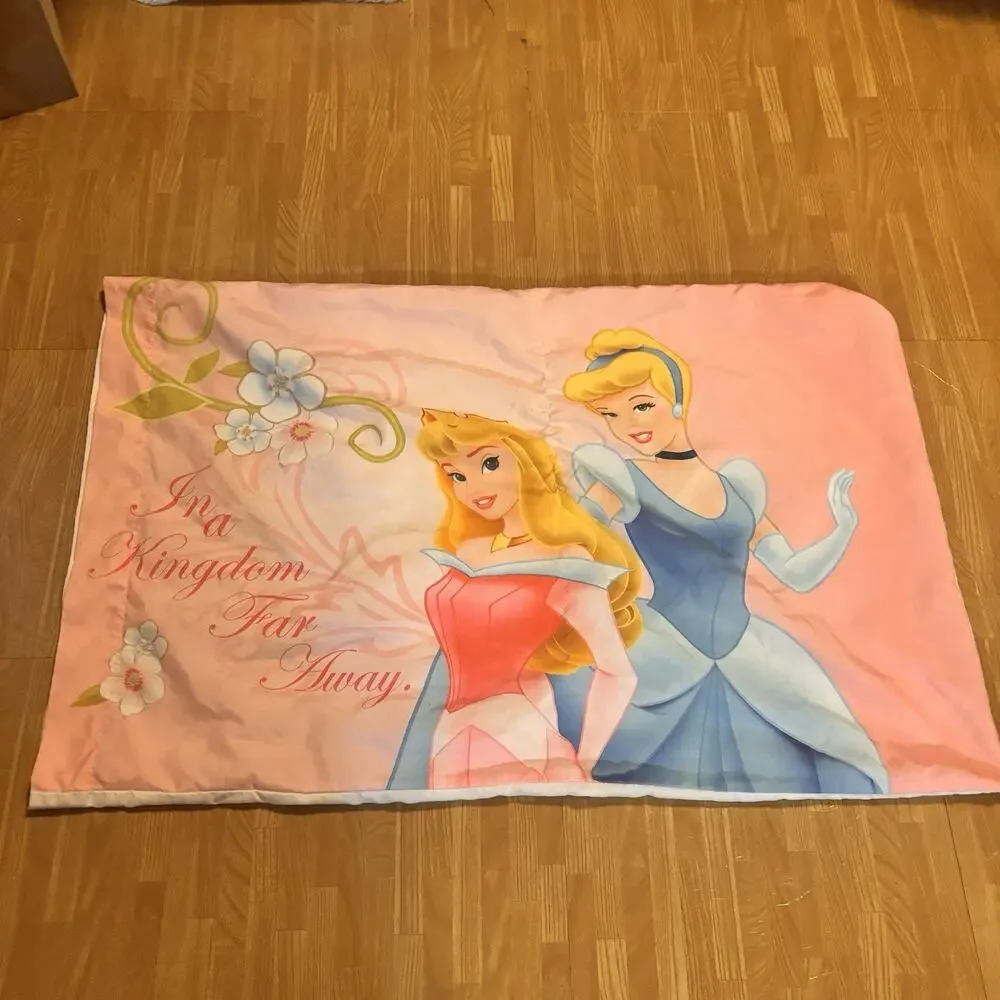 Disney Princess Cinderella Aurora Sleeping Beauty Reversible Pillowcase Pink